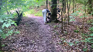 Dumb Brunette Broke Her Bike in the Woods & Pay with Her Pussy for the Repair! Doggystyle Fuck