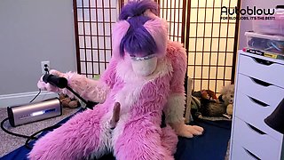 Pink furry Vicky Tart CANNOT GET ENOUGH of VacuGlide.