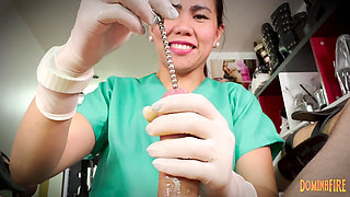Nurse Dominafire Sounding Chastity Slave