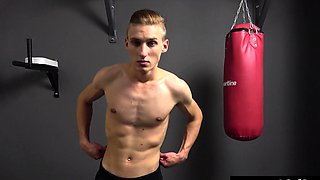 Hot Athletic Czech Boy Muscle Worship and Big Dick Handjob
