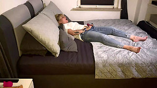 Blonde Solo Masturbation Moaning & Clit Rubbing to Intense Multiple Orgasms in Jeans