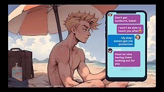 My New Girlfriend Taboo Hentai Game Ep.26 Naughty Step Sisters Going Topless at the Beach!