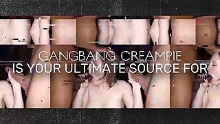 Big Tittied Blonde Gets Her Pussy Creampied Hard In Interracial Gangbang - Handjob