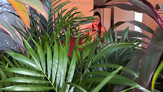 The Gardener Peaked at a Busty Mature Woman - She Suck Big Cock and Fucked Him!