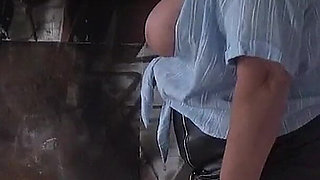 Dirty Abandoned Building Tit Play - Julie Shows off Her Big Tits in Open Blouse