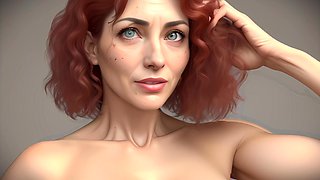 Sexy Redhead Digital Art 3D Animation