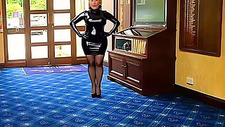 Shiny PVC Skirt High heel Golf Club Entrance Slut Walk inPVC