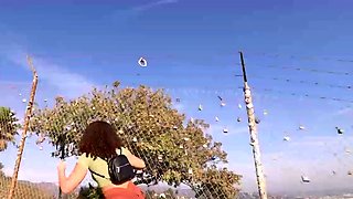 She shows her juicy ass on the trail and gets fucked hard