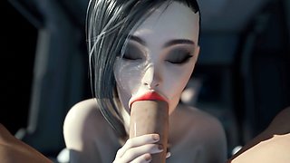 Zero-G temptation Futa Kaelen plays with a sexy brunette