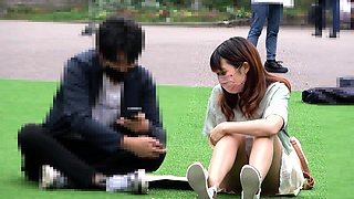 Naughty japanese teen model enjoys outdoor blowjob and sex