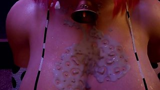Gigantic Huge Breast Ass Black Widow Gets Sprayed with Cum All Over Her Slutty Body