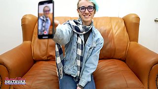 Skinny Blue Haired Raven Finger Fucks Her Pussy And Enjoys Sucking A Cock!
