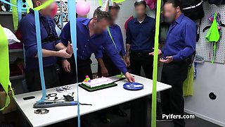 Surprise gangbang party at the security office