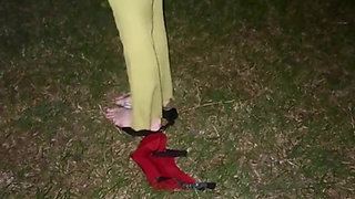 secretly watching me expose my naked body while changing behind a tree