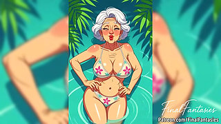 Flirty Animated Grandma in Bikini