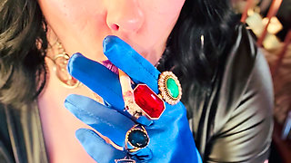 Tina's In Her Satin Gloves Again! Smoking A Cork Cigarette With Dangles, Snap Inhales & Drifting Smoke