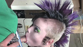 Punk nasty young slut takes a big cock