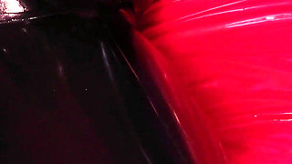 Latex Rubber Diva Masturbates in Black Shiny Catsuit with Dildo and Magic Wand Till Squirt!