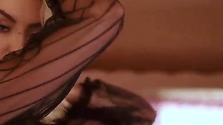 Lindsey Pelas Big Tits See Through Black Lingerie Video