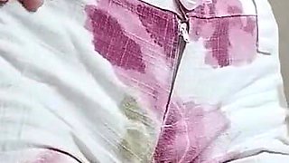 Skinny Schoolgirl Masturbates in Her Clothes in the Morning Before School