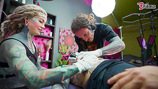 Tattooed Couple Fuck with Big Cocks Merry Gets Inked Foursome