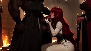 Busty Medieval Maiden Takes Huge Black Cock - Interracial Hentai Creampie