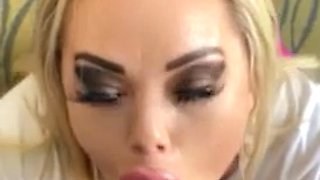 Chubby blonde with big tits takes a huge BBC