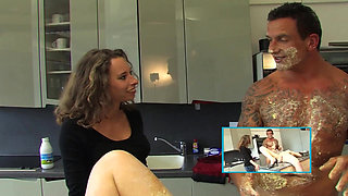 Slutty French whores enjoying messy threesome