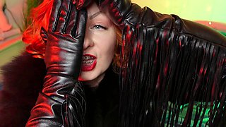 Arya Granders Leather ASMR Tease in Long Black Gloves