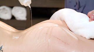 Oiled lesbian massage with Lily Labeau and Nicole Vaunt