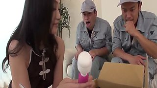 Ryu Enami goes wild in a group sex frenzy with two hard cocks