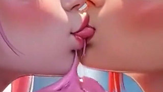 2. Movie, the Queen Ask 2 Girls for Kiss and Bouncing Breast, Ai Animation