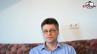 German sex meeting with unknown man and a big tits milf