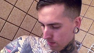 Tatted Biker Stud Reliefs In Shower