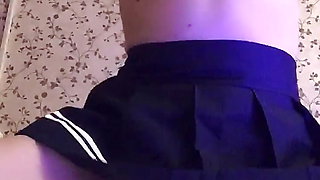 TikTok Compilation Hot Girl: Brunette dances trends without underwear, leather skirt, stockings, thong, striptease