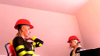 Firefighter CFNM ladies fuck guy in 3way