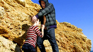 Slut girl picked up gives an outdoor blowjob and she's fucked in an abandoned house