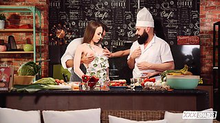 Enjoy Hot Threesome Sex In The Kitchen