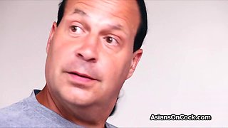 Asian pound toy for Erics lonely penis