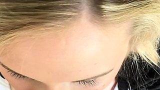 Blonde amateur blowjob POV in public