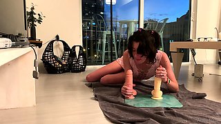 Stacked brunette goes solo toys and masturbation