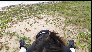 Anal day on the beach with naughty voyeurs