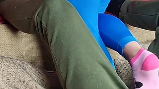 Ballbusting and Cock Trampling in Cute Socks and Leggings, Femdom Jozi Trample