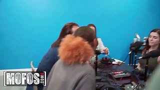 Mofos - Bree Brooks taunts Johnny Love with her hooters, turning a live podcast into a passionate fuckfest