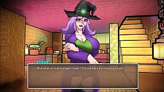 Oral fun with a sexy witch girl in the HornyCraft adventure