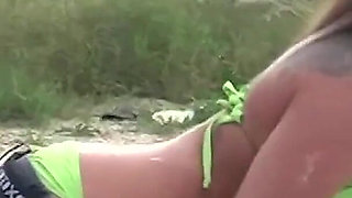 Gipsy Skinny Brunette with Small Cute Tits Cleans My Car Wearing a Bikini and Gets Naked