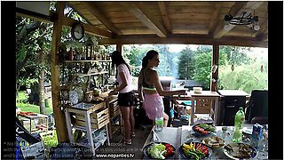 Leon Lambert - No Panties Mini Skirt Short Skirts Barbeque Party With Hot Tight Shaved Pussy Girls Outdoors