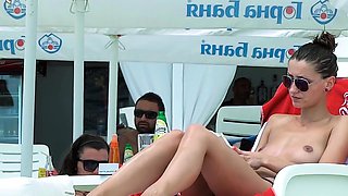 Hot nudist have a topless chat with strangers