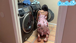 Stepbro Spies on Me Doing Laundry, Steals My Panties & Fucks Me Hard While I’m on the Phone with Stepmom- POV