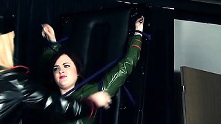 Pale blonde and tanned brunette lesbians toying and licking